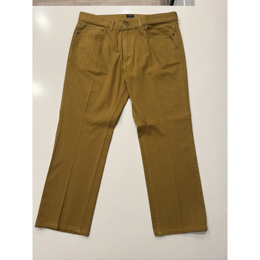 J.Crew The Sutton A8933 Pants Mens 36x30 Mustard Yellow Cotton Trousers